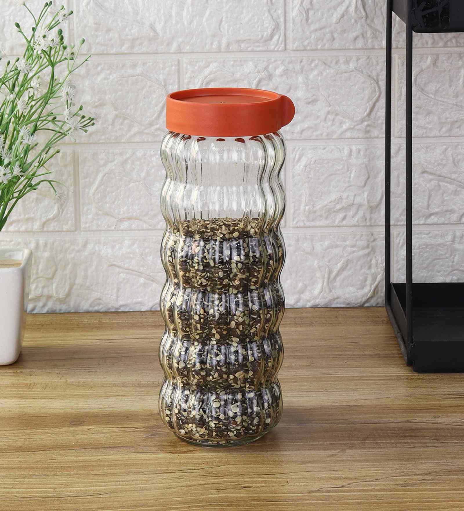 (Set of 2) 1000 ml Airtight Glass Kitchen Storage Jar (Set of 2) 1000 ml Airtight Glass Kitchen Storage Jar
