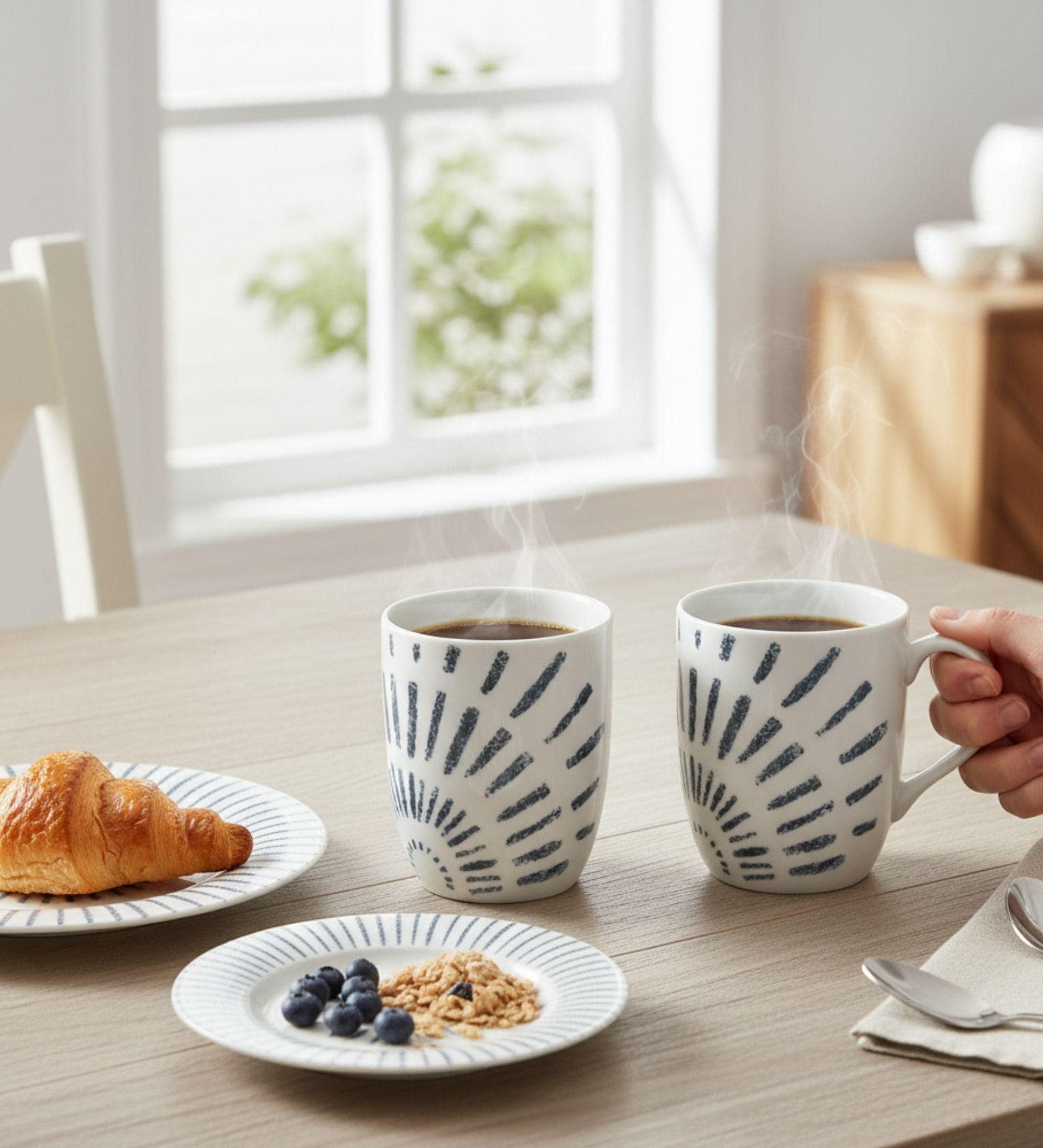 (Set of 2) 250 ml Porcelain Mug (Blue)