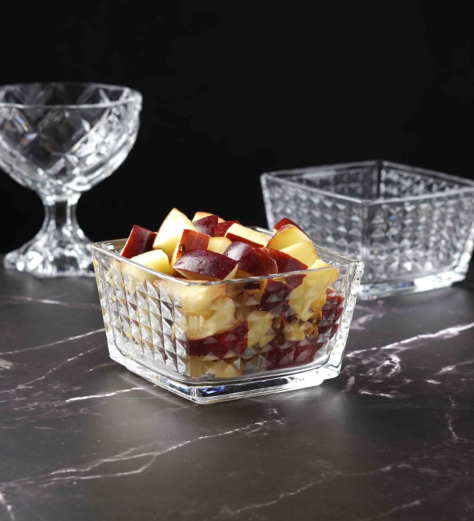 (Set of 2) 350ml Brick Shaped Glass Dinner Bowl