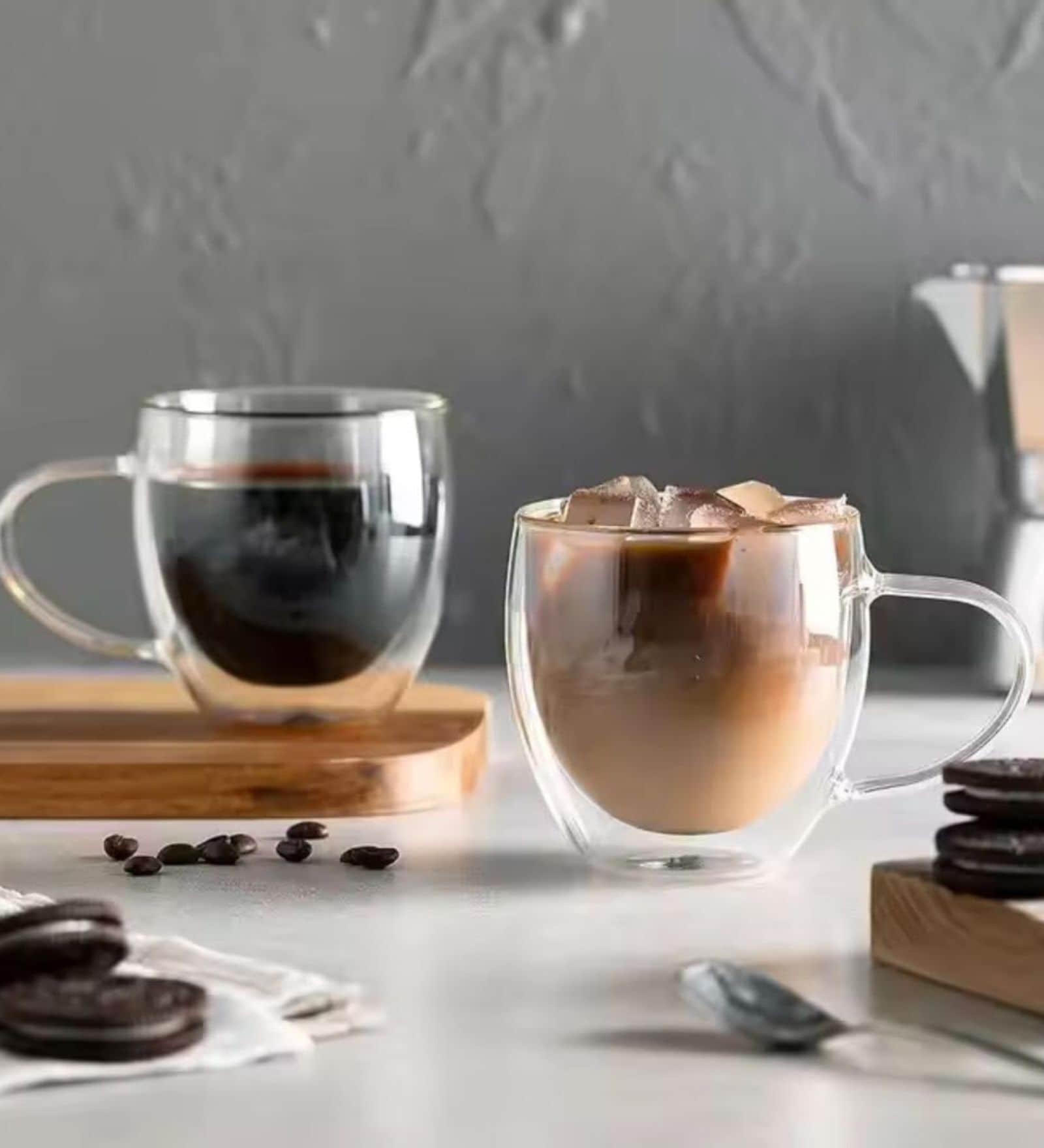 (Set of 2) 80ml Double Wall Insulated Heat-Resistant Glass Coffee Tumbler