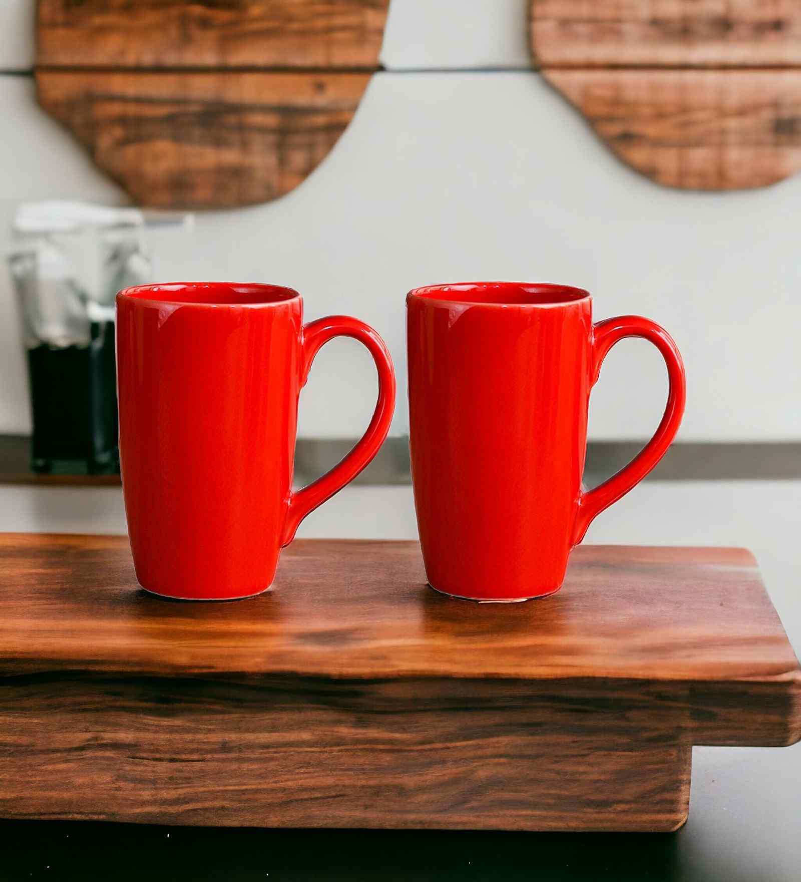 (Set of 2) Bubble 360 ml Ceramic Coffee Mug (Red)