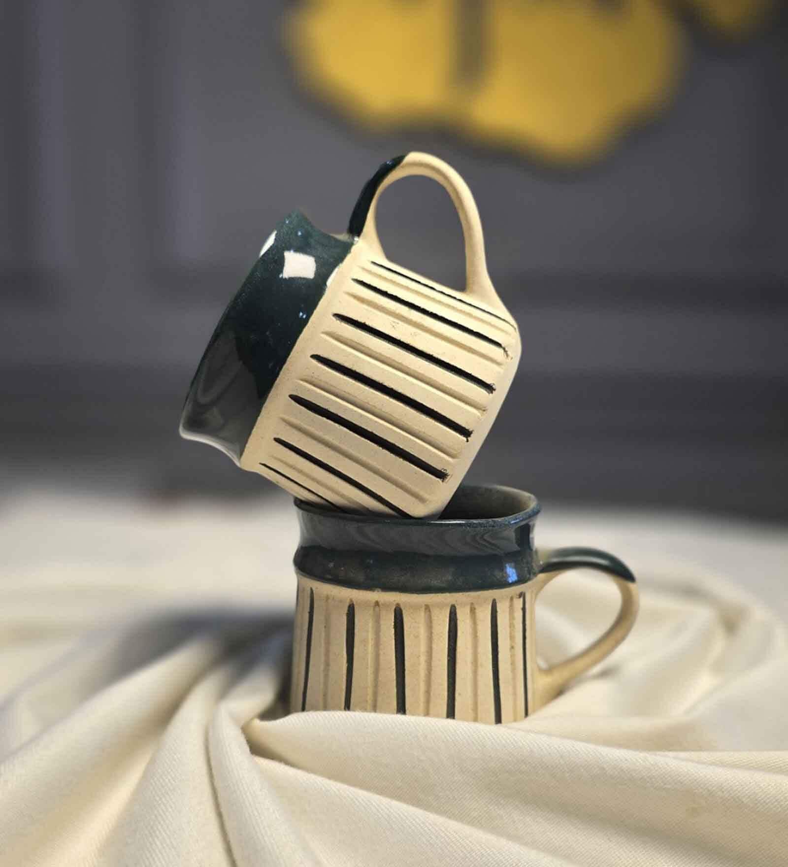 Earth Green Ceramic 100 ml (Set of 2) Coffee Mug
