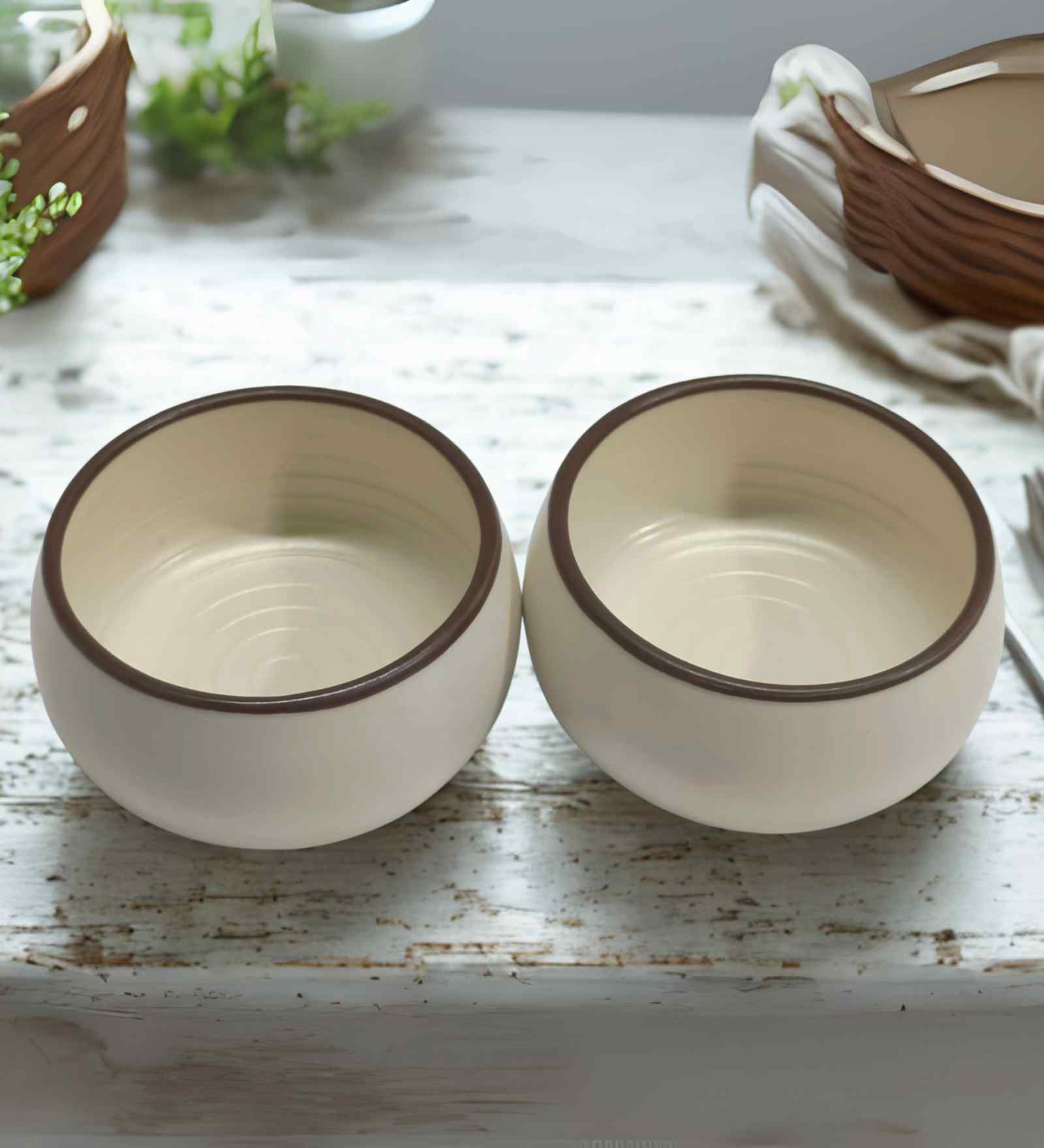 (Set of 2) Handcrafted 150ml Dinner Bowl (Cream)