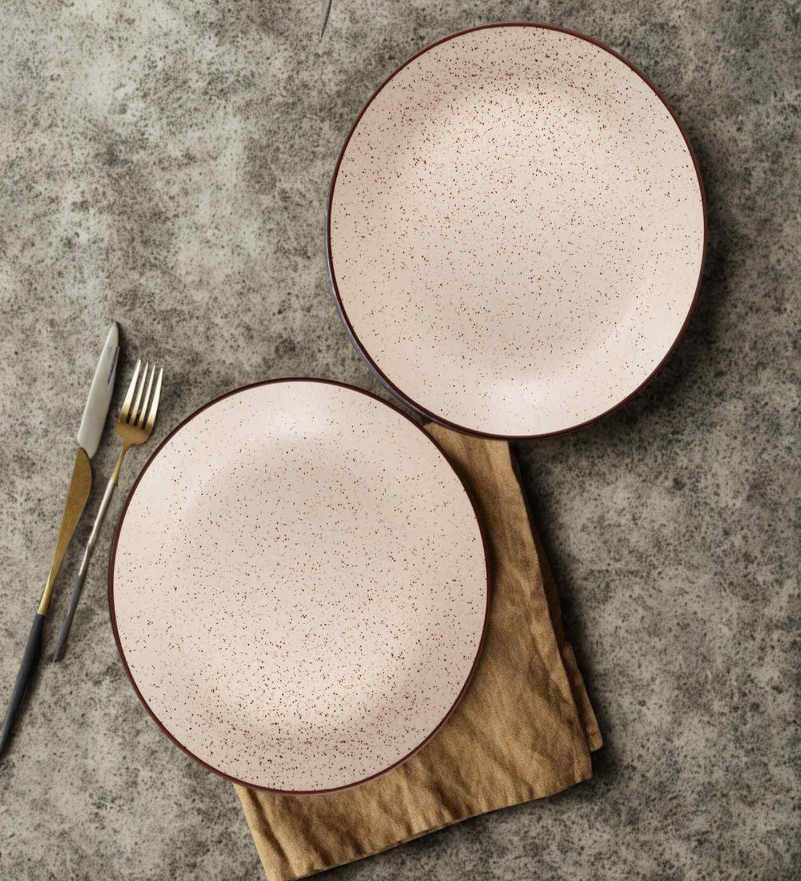(Set of 2) Sandstone Speckle 10.6 Inch Dinner Plate (White)