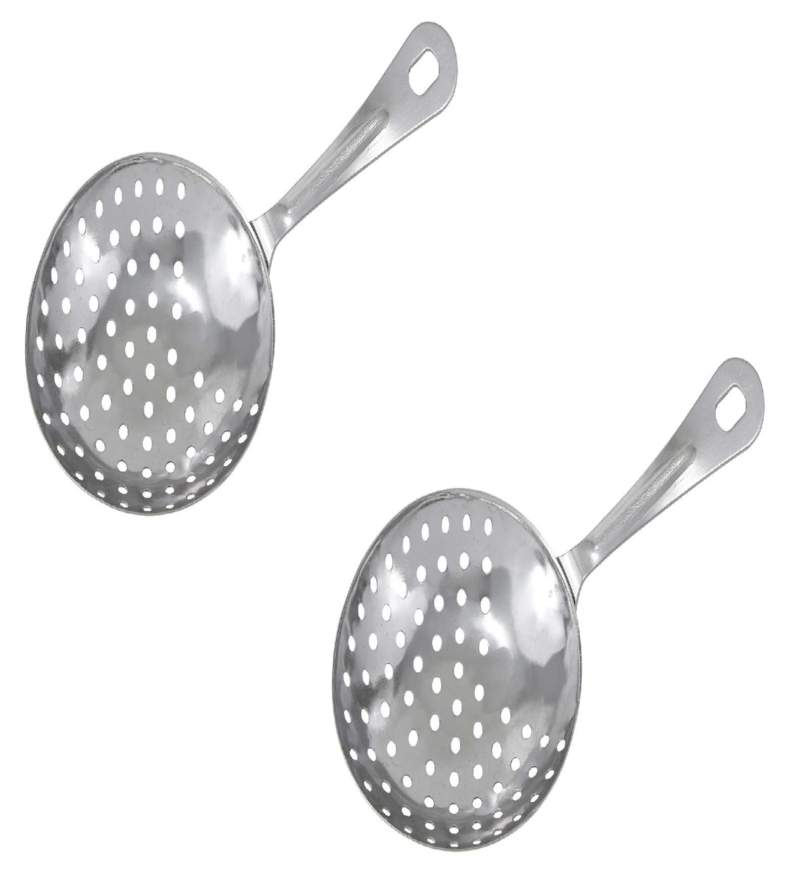 (Set of 2) Stainless Steel Perforated Strainer Spoon (Silver)