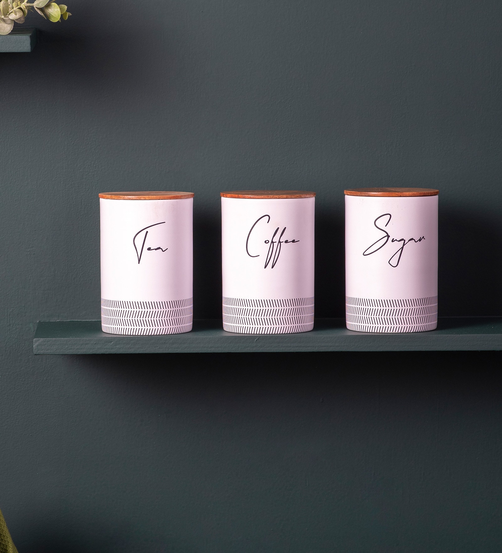 (Set of 3) Tea, Coffee & Sugar Stainless Steel Jar Container