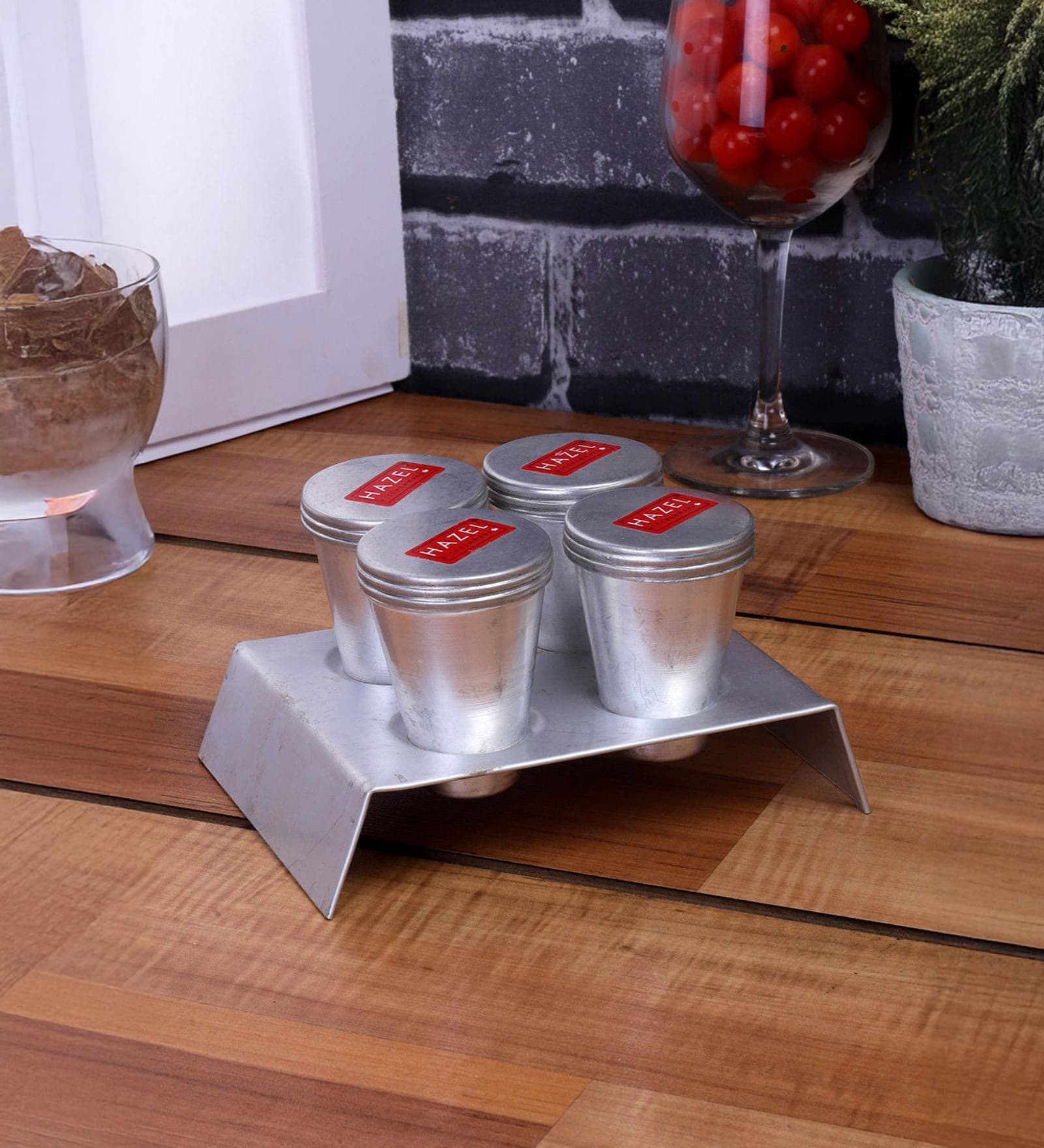 (Set of 4) 120ml Aluminium Kulfi Moulds with Stand