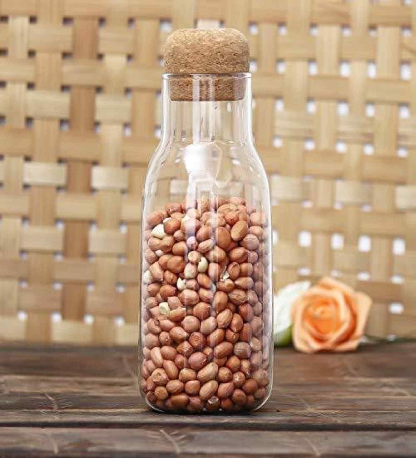 (Set of 4) 500 ml Borosilicate Glass Bottle Container with Cork Lid