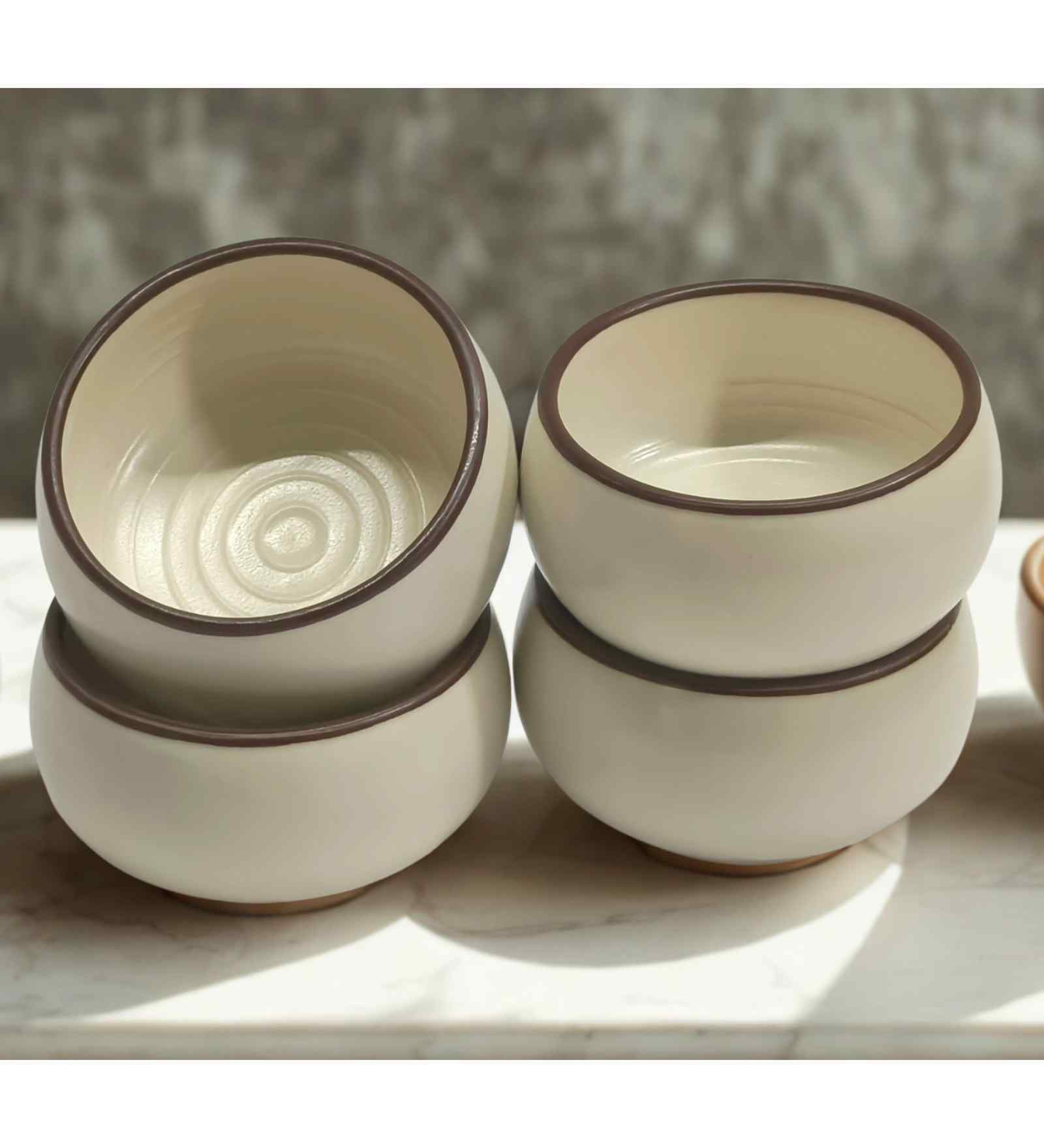 (Set of 4) Handcrafted 150ml Dinner Bowl (Cream)