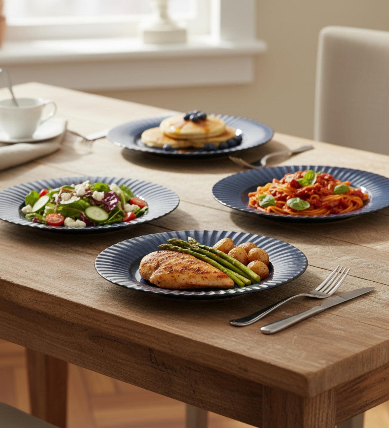 (Set of 4) Luxury Scratch & Chip Resistant Bone-Ash Free Porcelain Dinner Plate