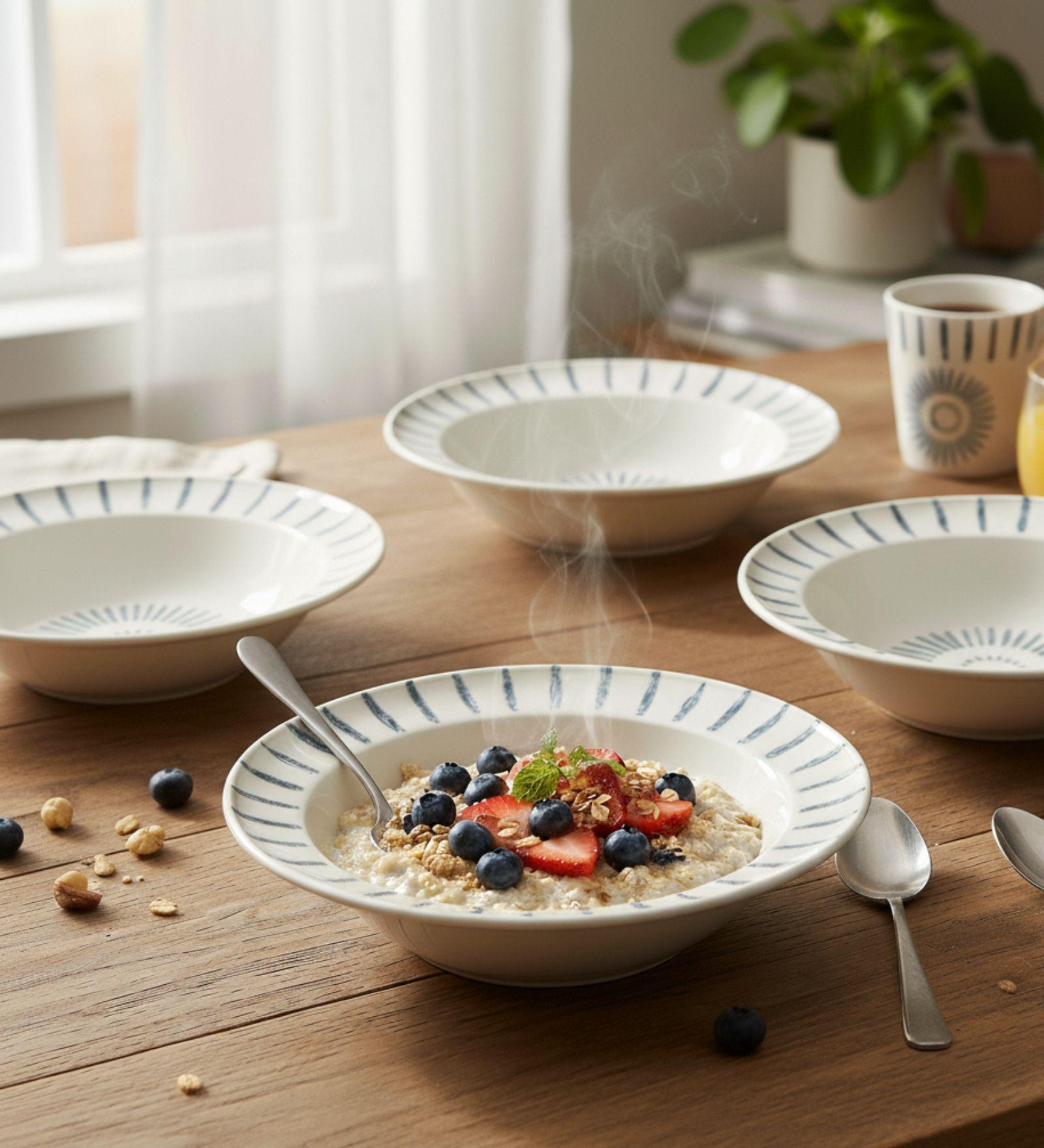 (Set of 4) Premium Scratch & Chip Resistant Porcelain Deep Plate