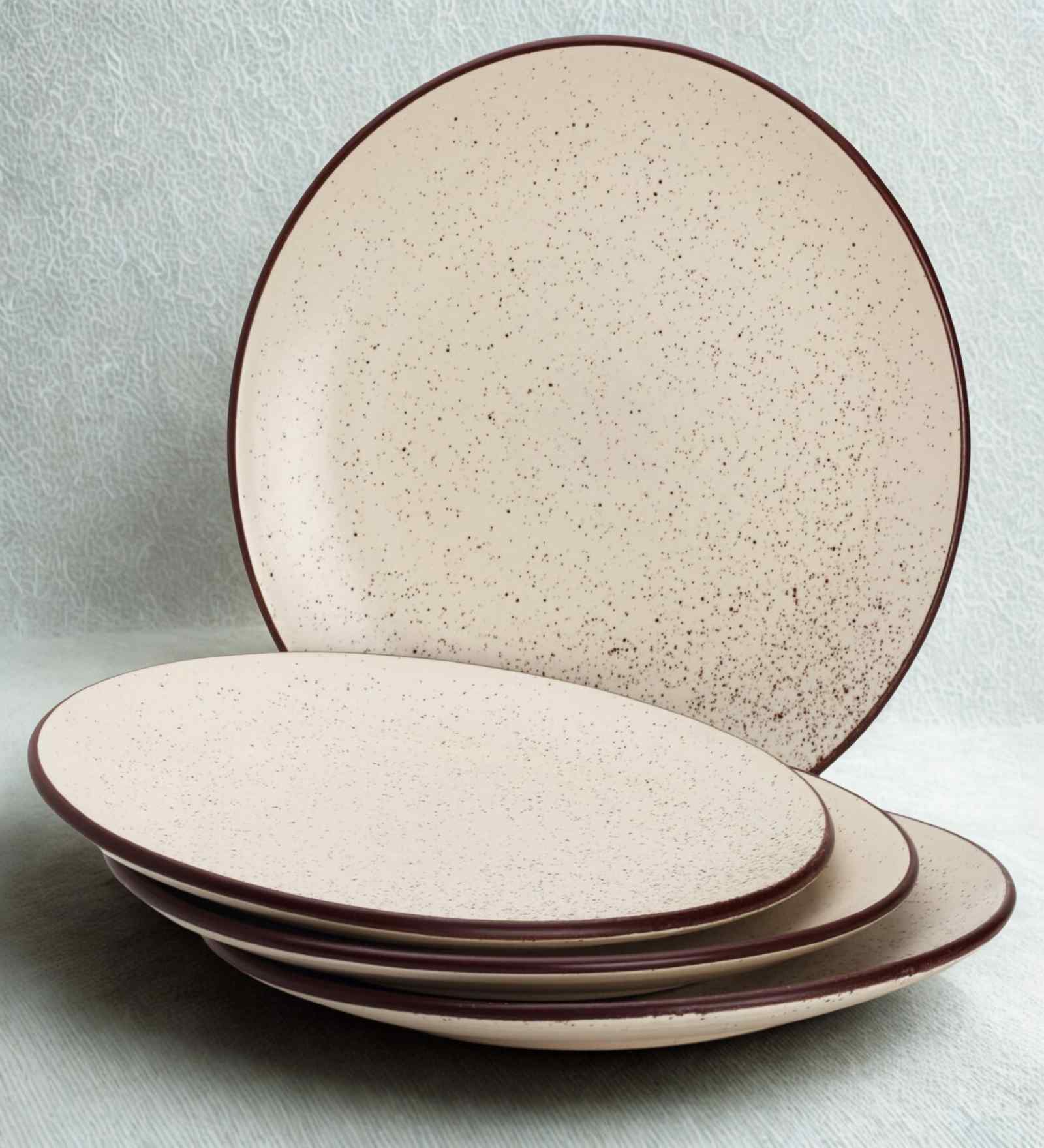 (Set of 4) Sandstone Speckle 10.6 Inch Dinner Plate (White)