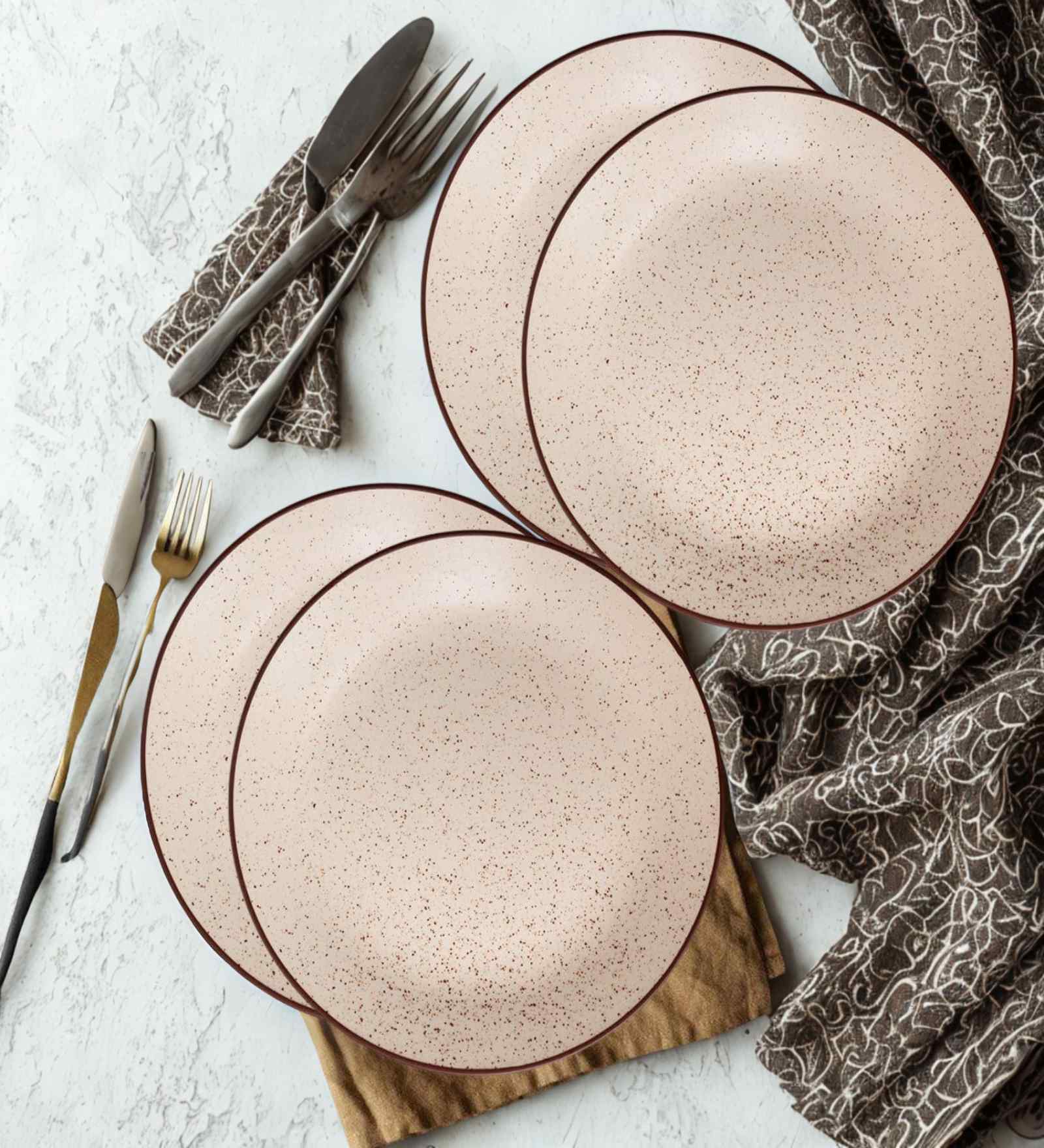 (Set of 4) Sandstone Speckle 7.3 Inch Side Plate (White)