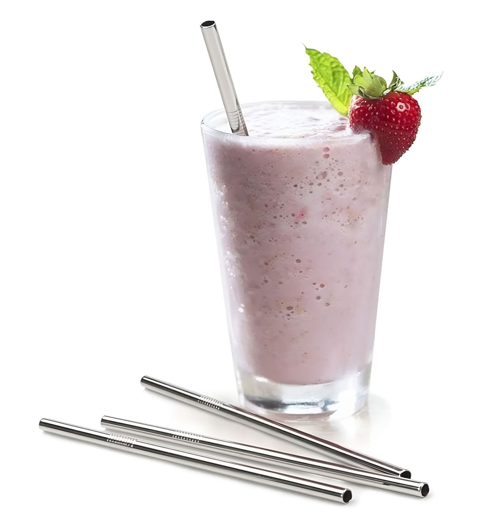 (Set of 5) Reusable BPA-Free Stainless Steel Drinking Straw with Cleaning Brush