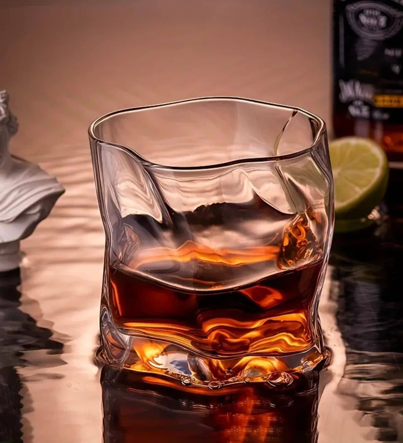 (Set of 6) 280ml Crumple Design Glass Whiskey Tumbler