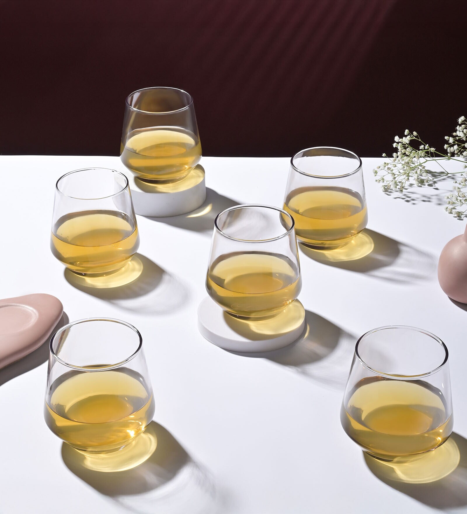 Black Lead-Free Crystal Glass Whiskey Glass (Pack of 6)
