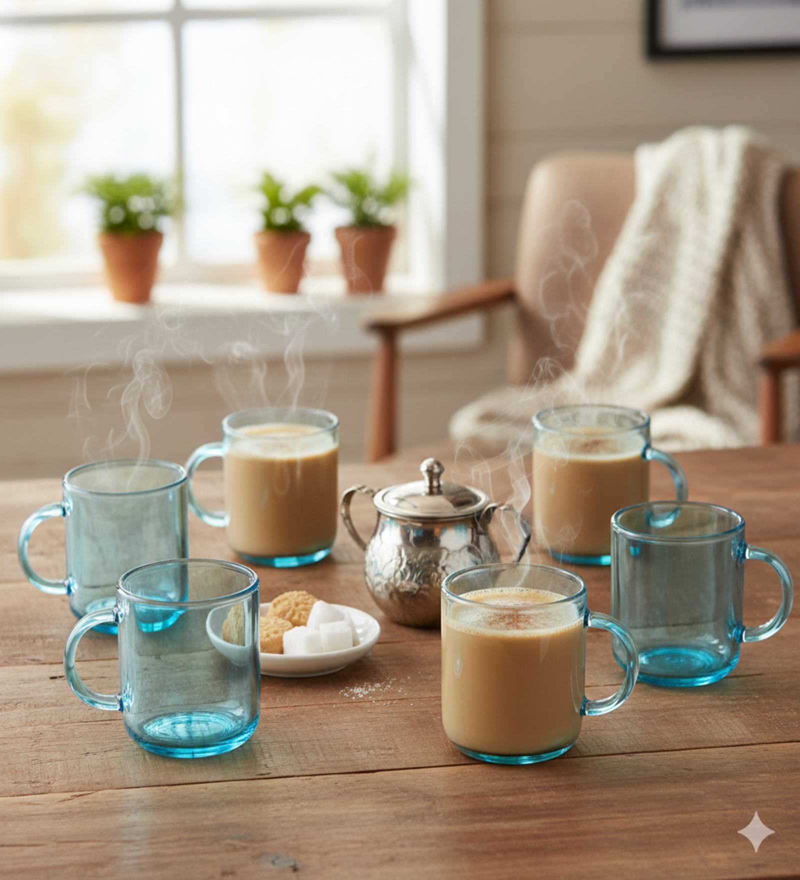 (Set of 6) Iconic 245 ml Glass Mug Turquoise