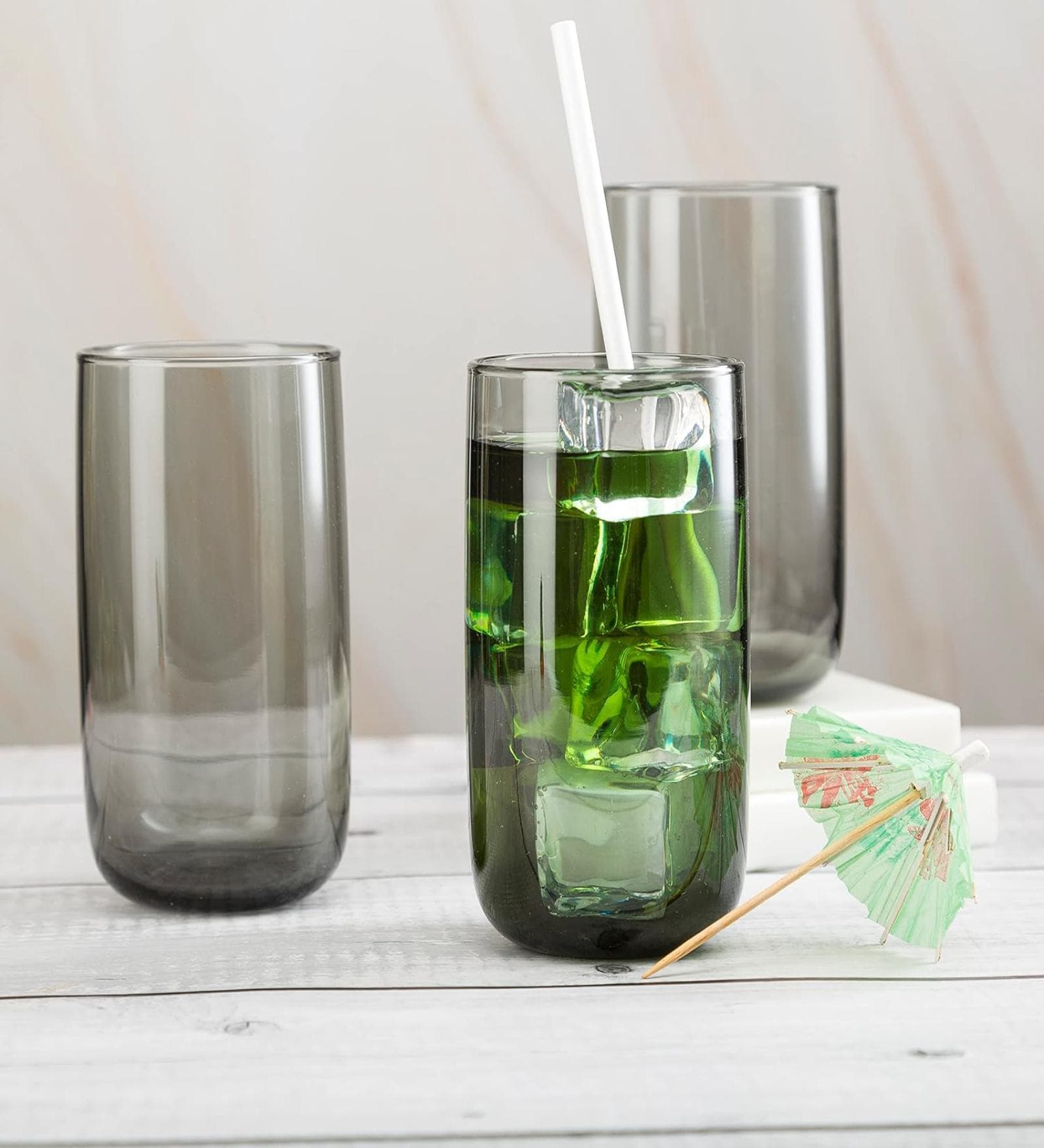 (Set of 6) Iconic 365 ml Glass Water & Juice Glass Grey