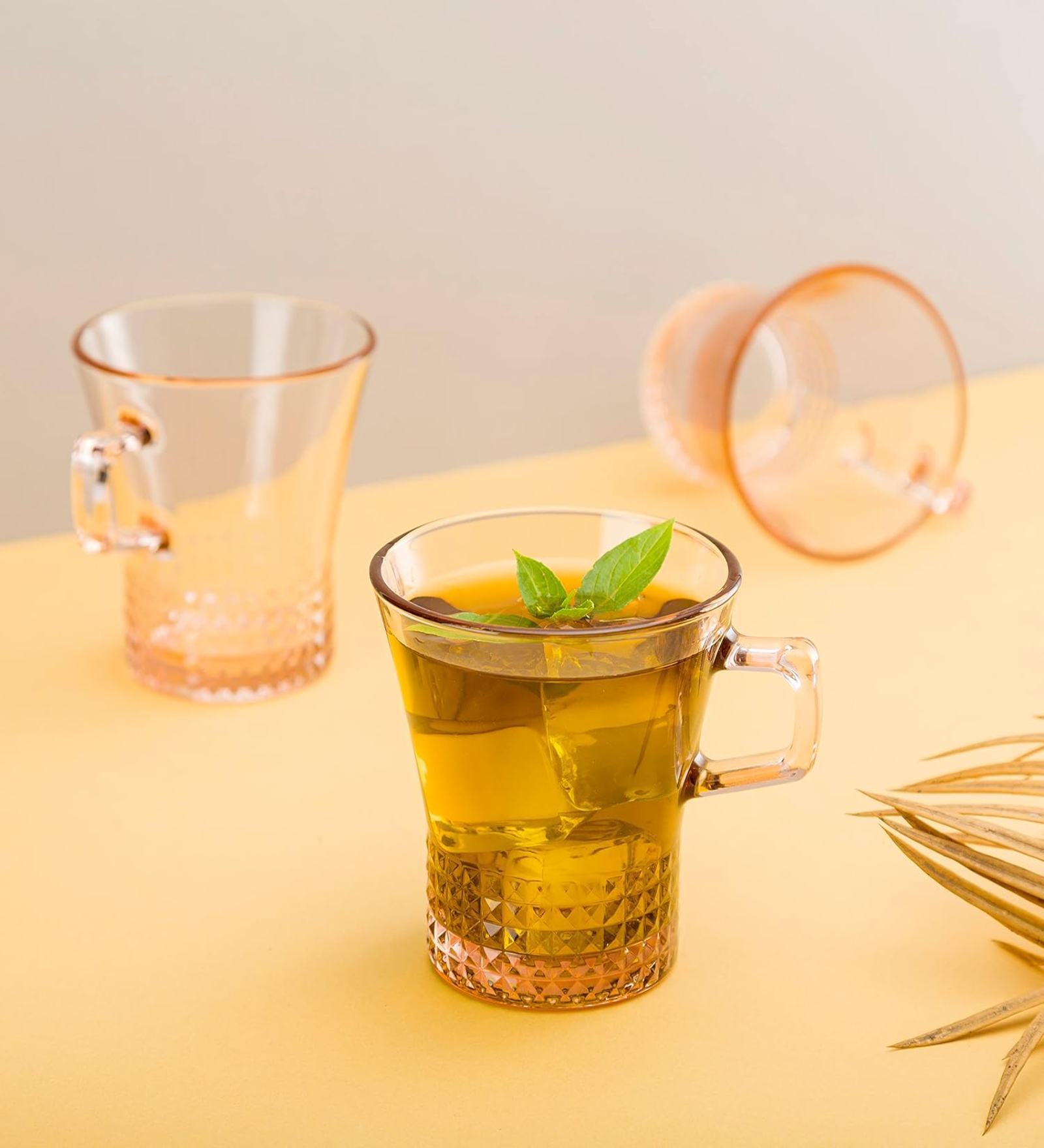 (Set of 6) Kuvars 250 ml Glass Mug Pink