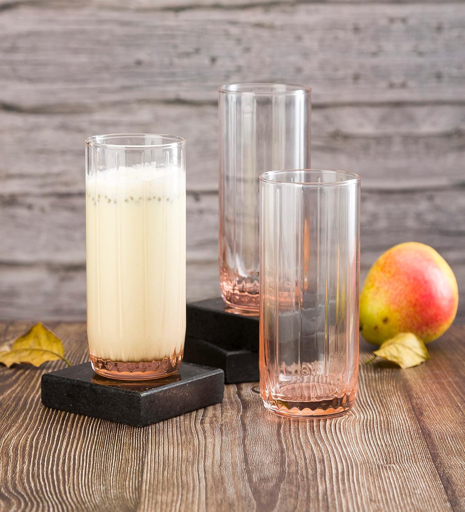 (Set of 6) Leia 310 ml Glass Long Drink Water & Juice Glass Pink
