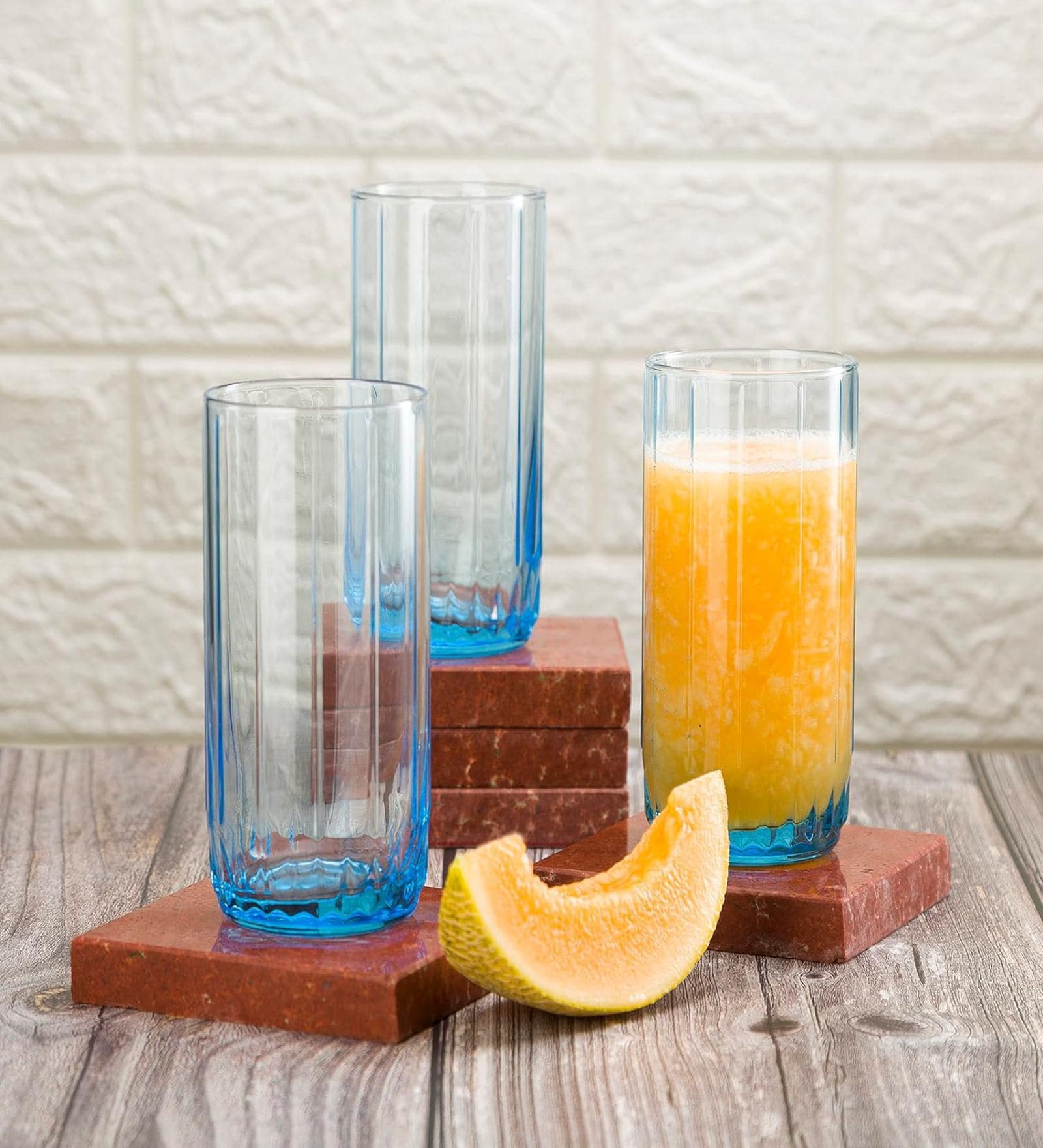 (Set of 6) Leia 310 ml Glass Long Drink Water & Juice Glass Turquoise