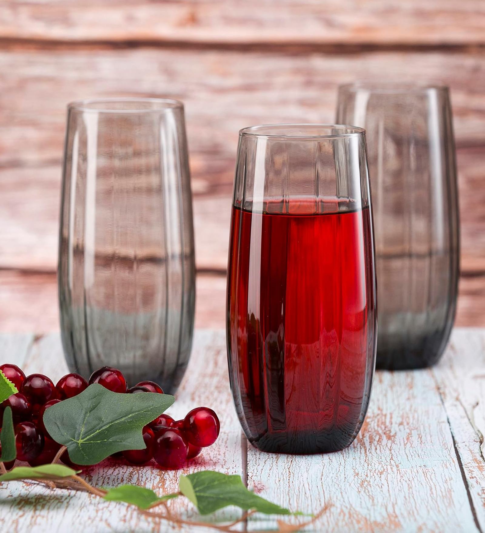 (Set of 6) Linka 500 ml Glass Water & Juice Glass Grey