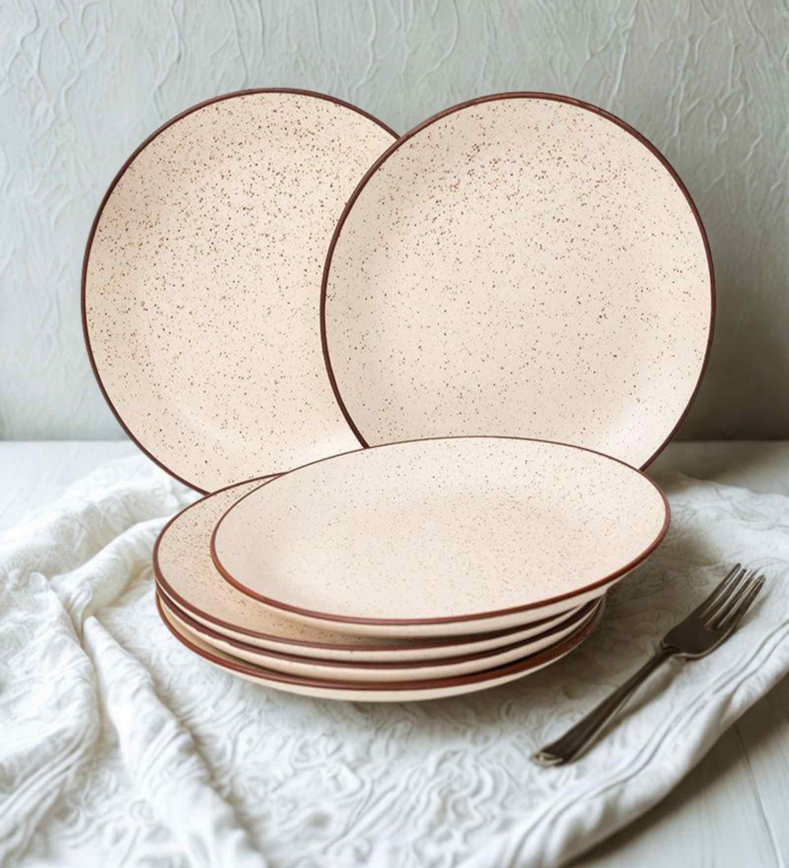 (Set of 6) Sandstone Speckle 10.6 Inch Dinner Plate (White)