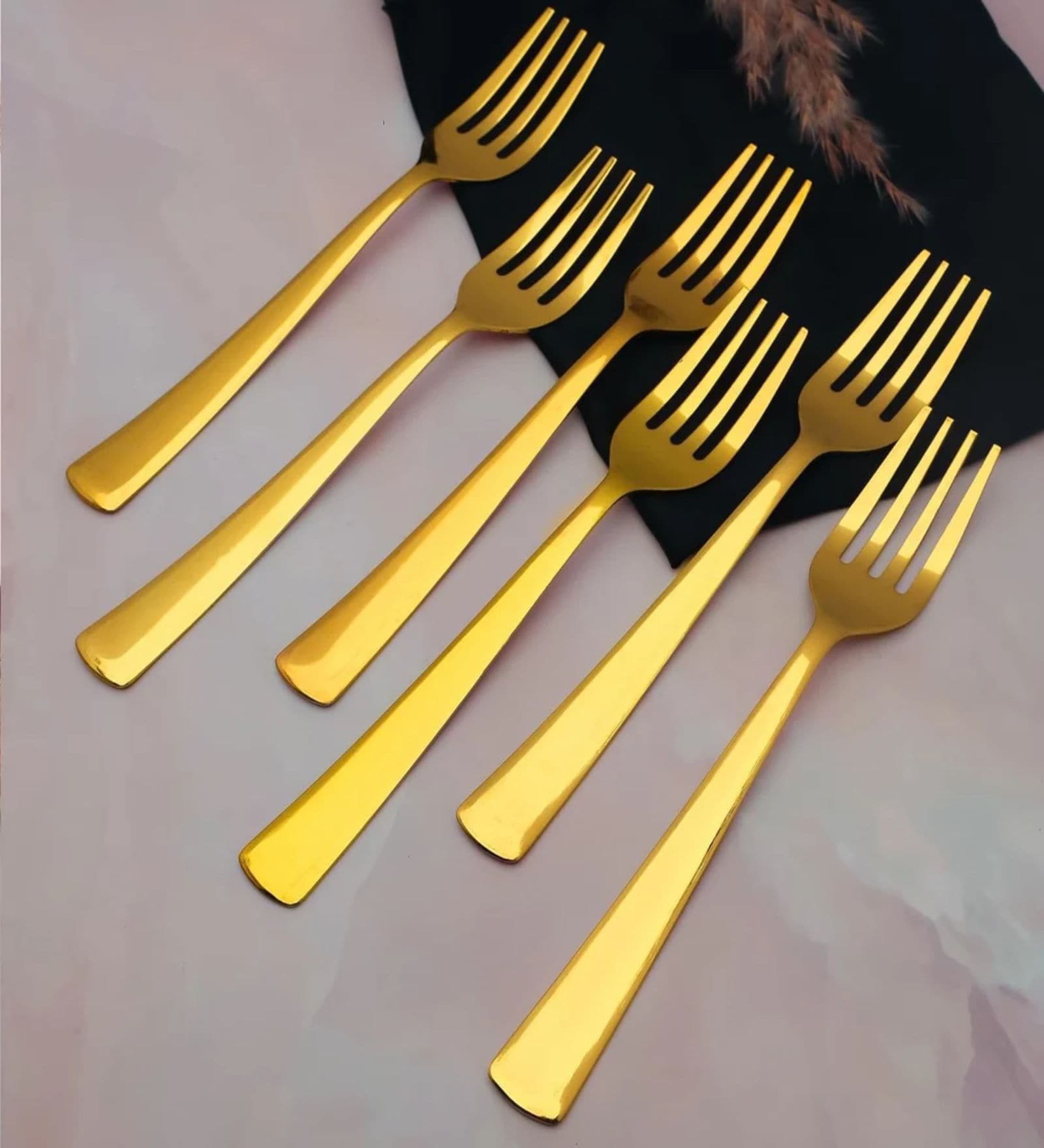 (Set of 6) Stainless Steel Fork (Gold)