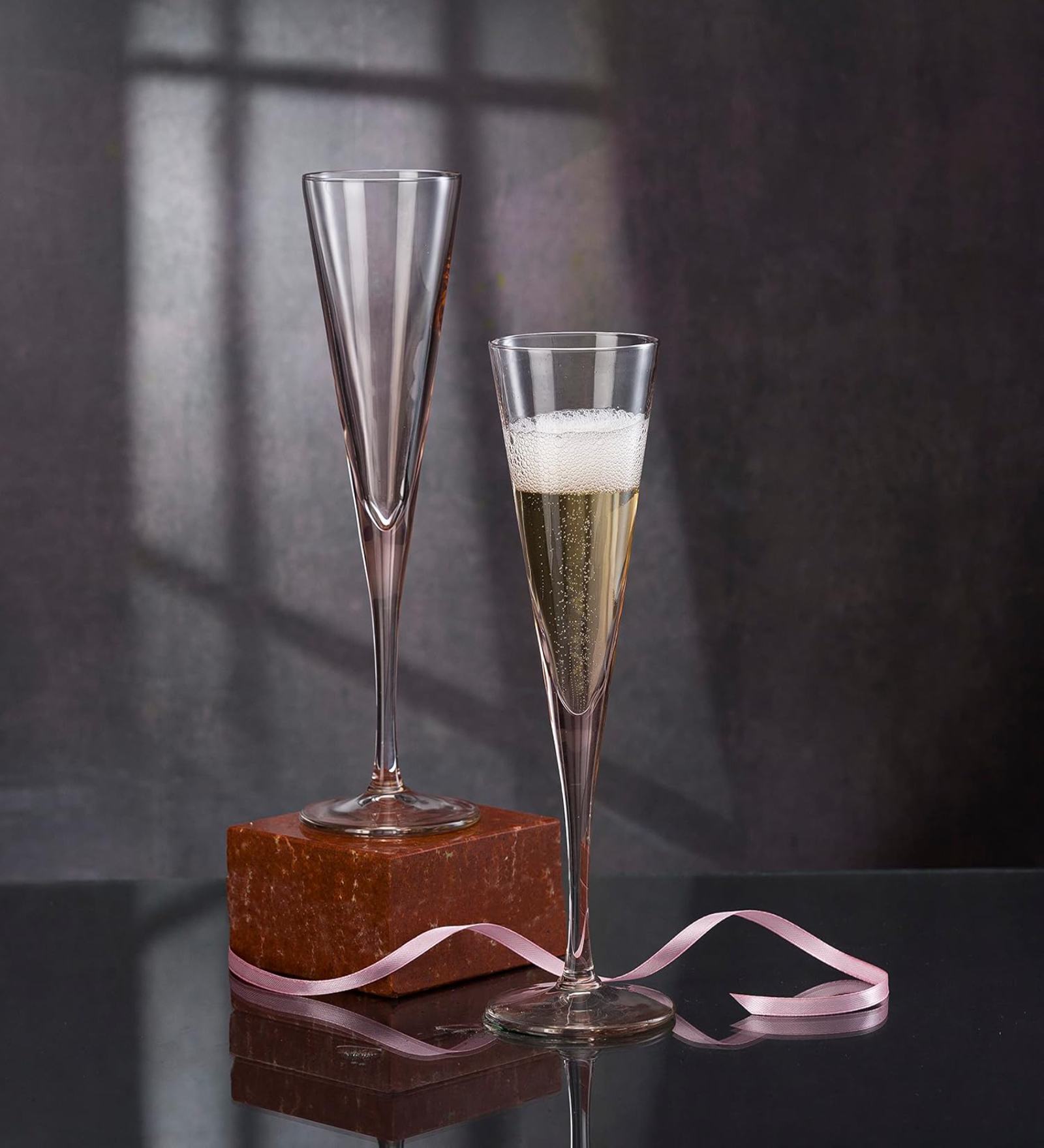 (Set of 6) V-Line 150 ml Glass Champagne Flute Pink
