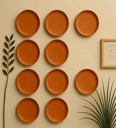 (Set  Of  10 )Terracotta Wallplate 8 Inches