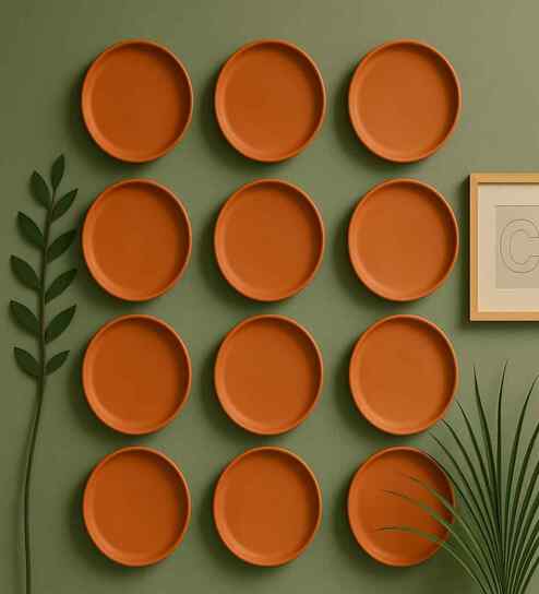 (Set  Of  12 )Terracotta Wallplate 8 Inches