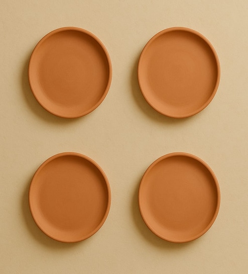 (Set  Of  4 )Terracotta Wallplate 11 Inches