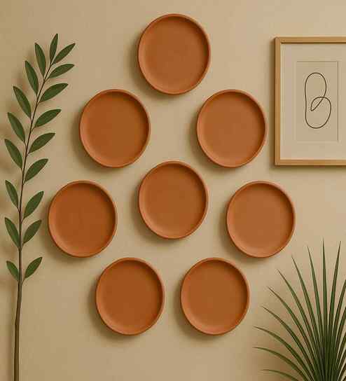(Set  Of  8 )Terracotta Wallplate 8 Inches