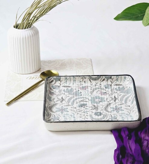 Bahar White & Blue Ceramic Dia 6 Inch Appetizer Platter