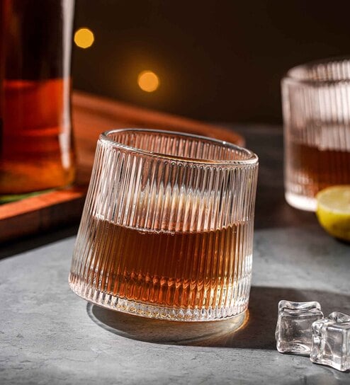 (Set of 2) 180ml Rotating Liner Shaped Whiskey Glass