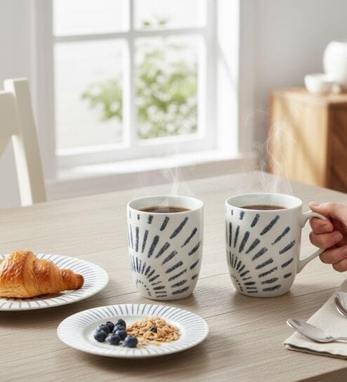 (Set of 2) 250 ml Porcelain Mug (Blue)