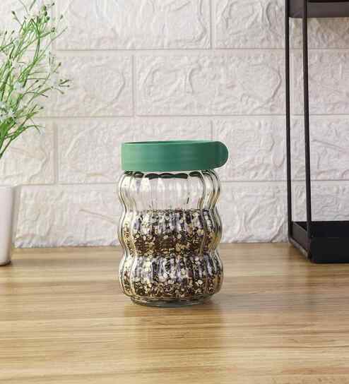 (Set of 2) 450 ml Airtight Glass Kitchen Storage Jar