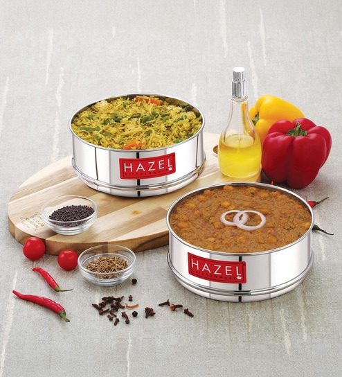 (set of 2) 600ml Stainless Steel Round Cooker Dabba