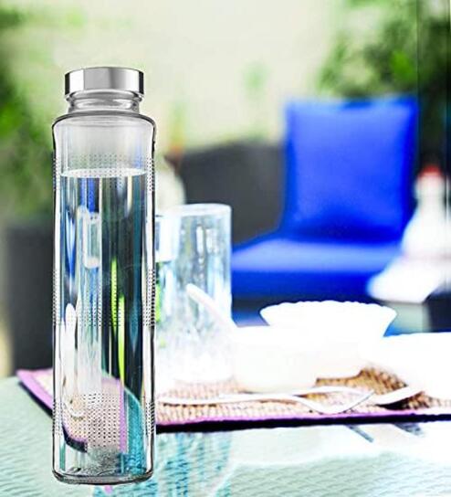 (Set of 2) 750ml Airtight Glass Water Bottle Stainless Steel Lid Food Grade Hydration Bottle