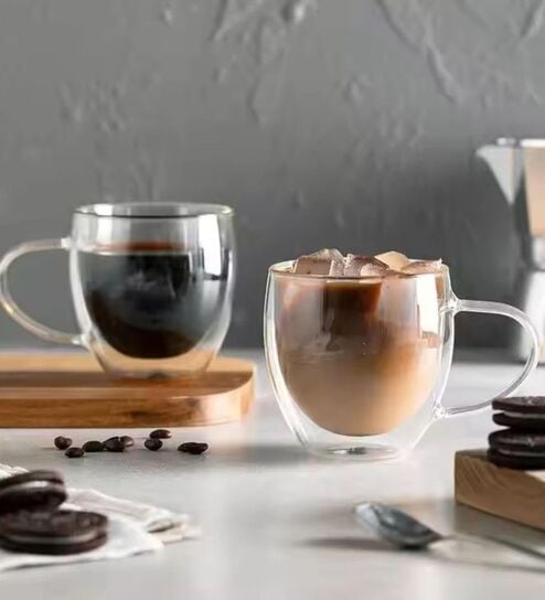 (Set of 2) 80ml Double Wall Insulated Heat-Resistant Glass Coffee Tumbler