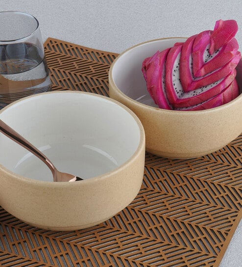 Beige & White Stoneware Snack Bowl (Pack of 2)