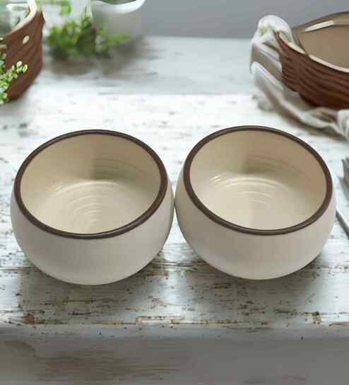 (Set of 2) Handcrafted 150ml Dinner Bowl (Cream)