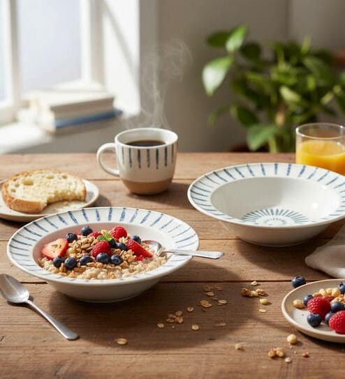 (Set of 2) Premium Scratch & Chip Resistant Porcelain Deep Plate