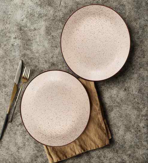(Set of 2) Sandstone Speckle 10.6 Inch Dinner Plate (White)