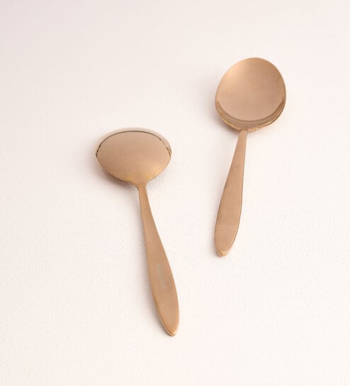 (Set Of 2) Silver Luxe 304 Food Grade Stainless Steel Silver Rose Gold Serving Spoon