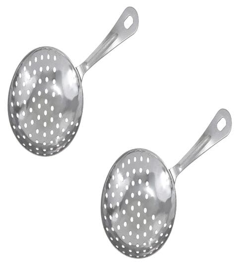 (Set of 2) Stainless Steel Perforated Strainer Spoon (Silver)
