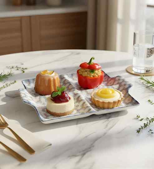 (Set of 3) Pixel Miniatures- Svara Fine Porcelain Appetizer Platter