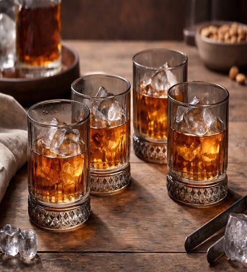 (Set of 4) Elysia 355 ml Glass Whisky Glass Grey
