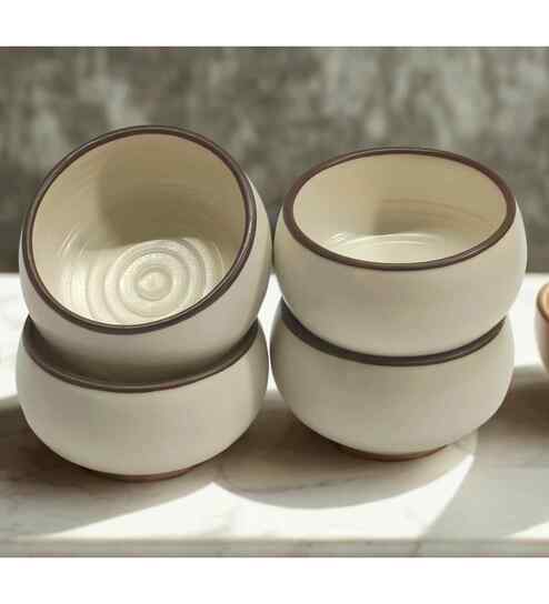 (Set of 4) Handcrafted 150ml Dinner Bowl (Cream)