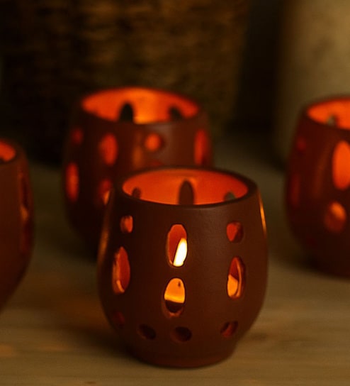 (Set of 4) Natural Design Clay T-Light